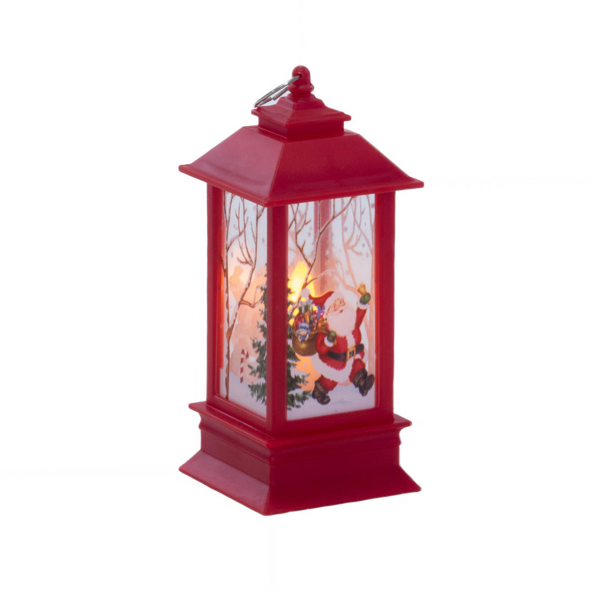 LED-LATERNE Metall Weihnachtsmotiv - Rot, Kunststoff (5.3/13/5.5cm) - Fééric Lights and Christmas