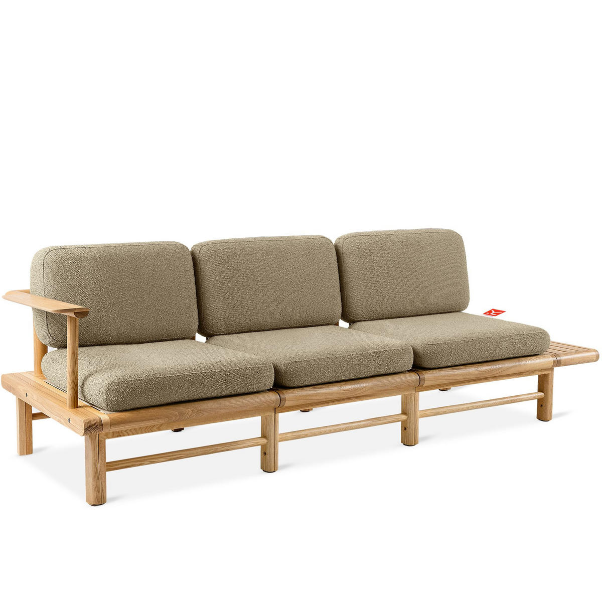 GARTENSOFA ATREDA 3-Sitzer, mit Ablage - Beige, Holz/Textil (245/74/80cm) - KONSIMO®