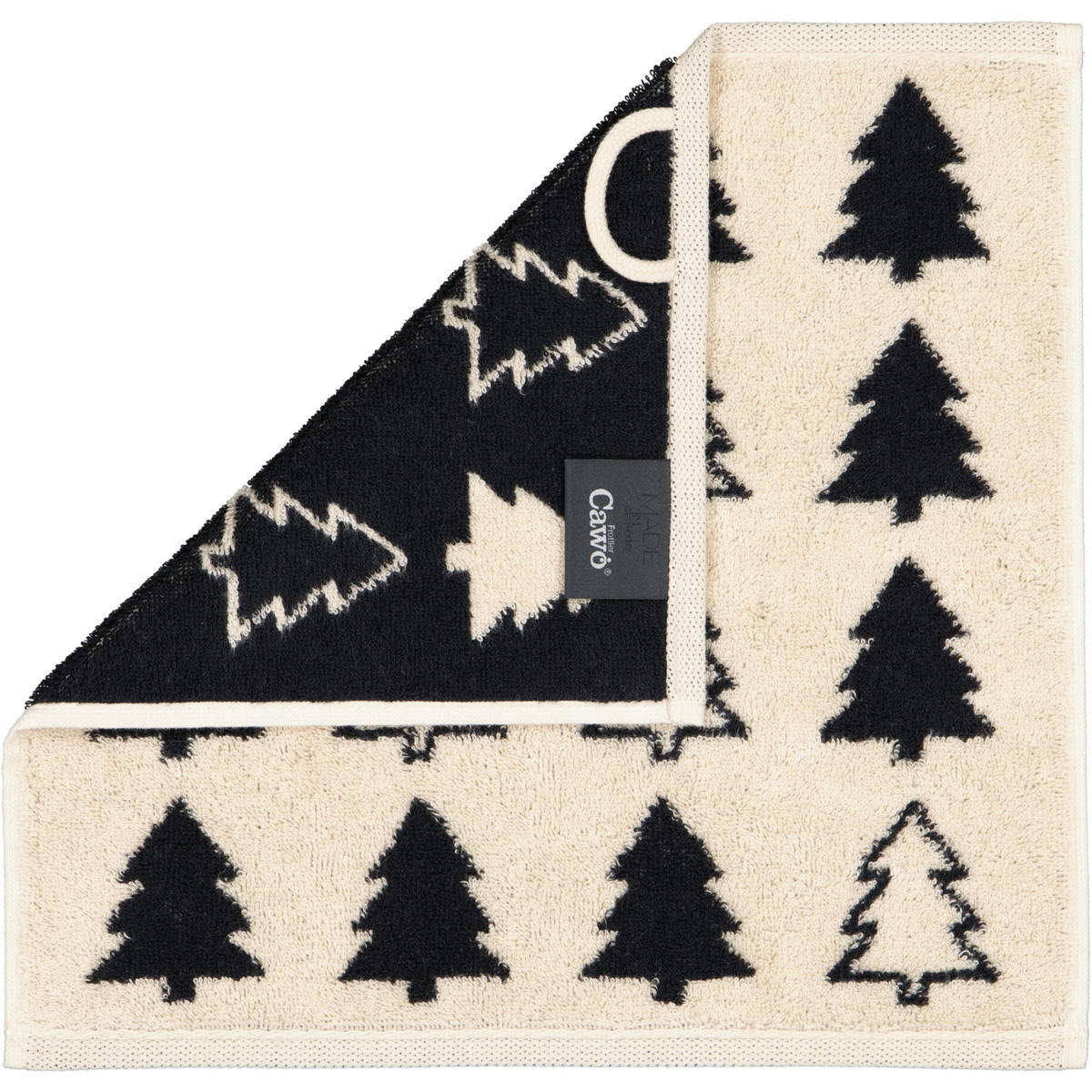 SEIFTÜCHER CHRISTMAS EDITION TANNENBÄUME 794 NATUR-SCHWARZ - 39 - Beige/Schwarz, Textil (30/30cm) - Cawoe