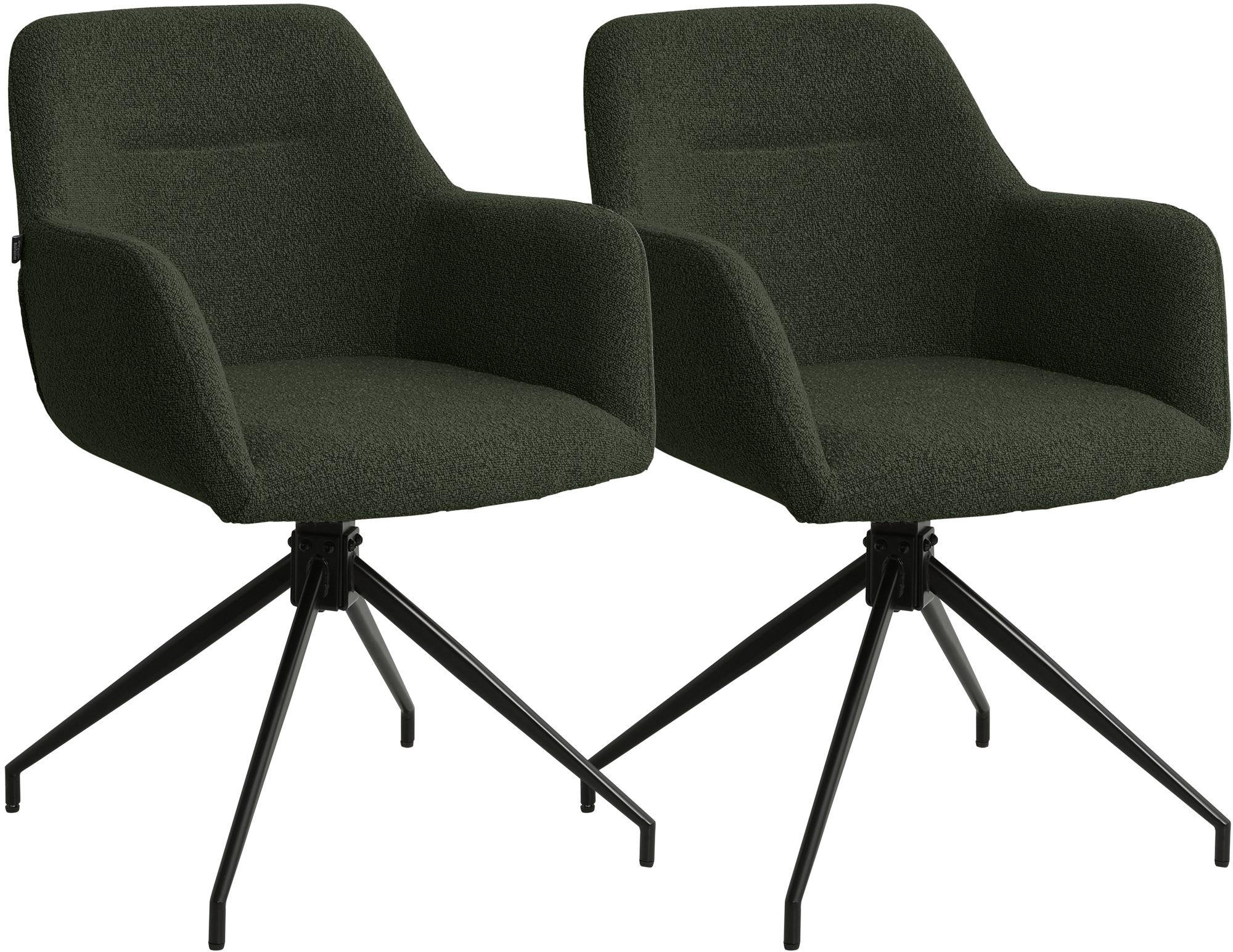 ESSZIMMERSTUHL 2 Stoff Dunkelgrün - Dunkelgrün/Schwarz, Textil/Metall (58/85/60cm) - CLP
