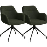 ESSZIMMERSTUHL 2 Stoff Dunkelgrün - Dunkelgrün/Schwarz, Textil/Metall (58/85/60cm) - CLP