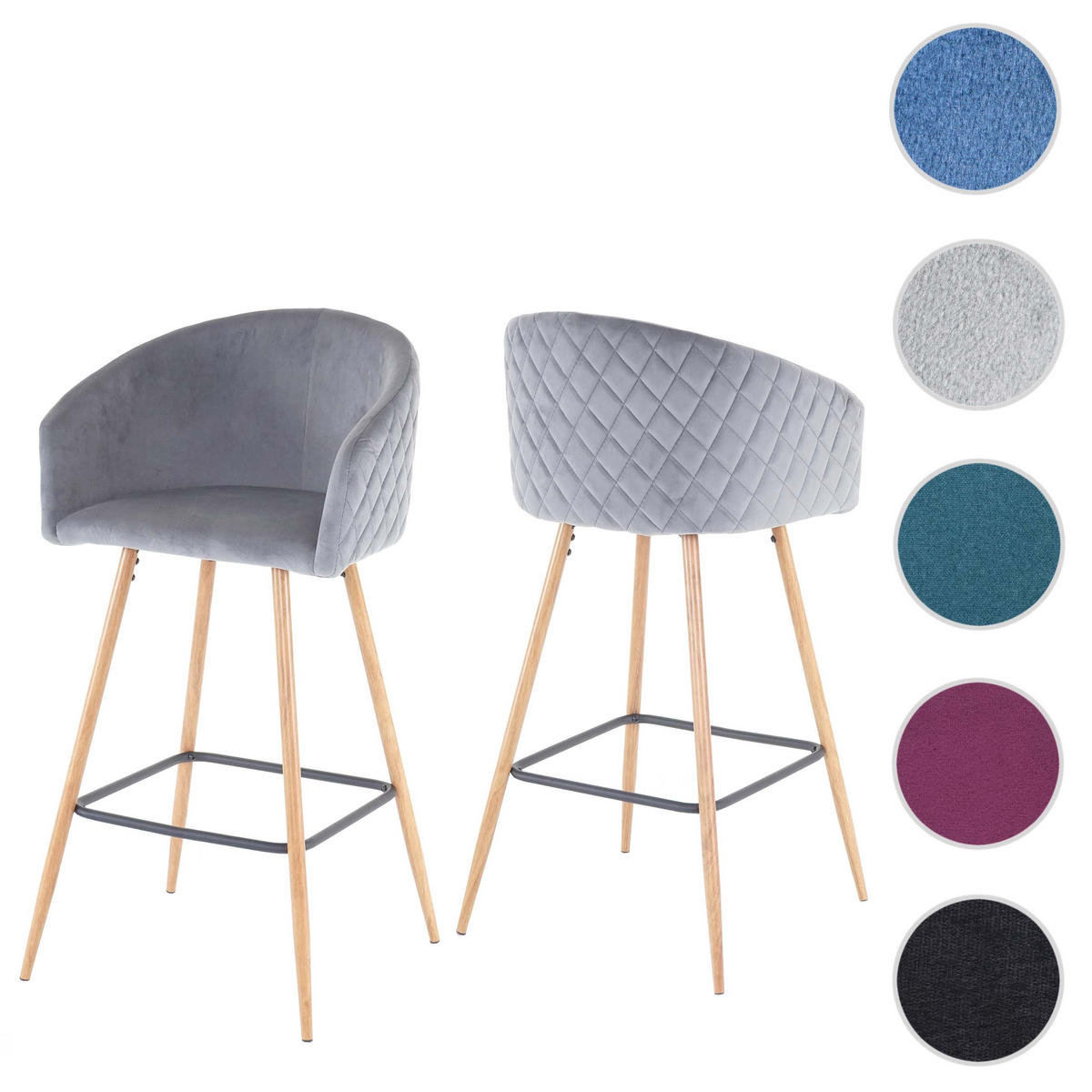 BARHOCKER Grau 2er-Set - Grau, Textil (53/100/50cm) - MCW