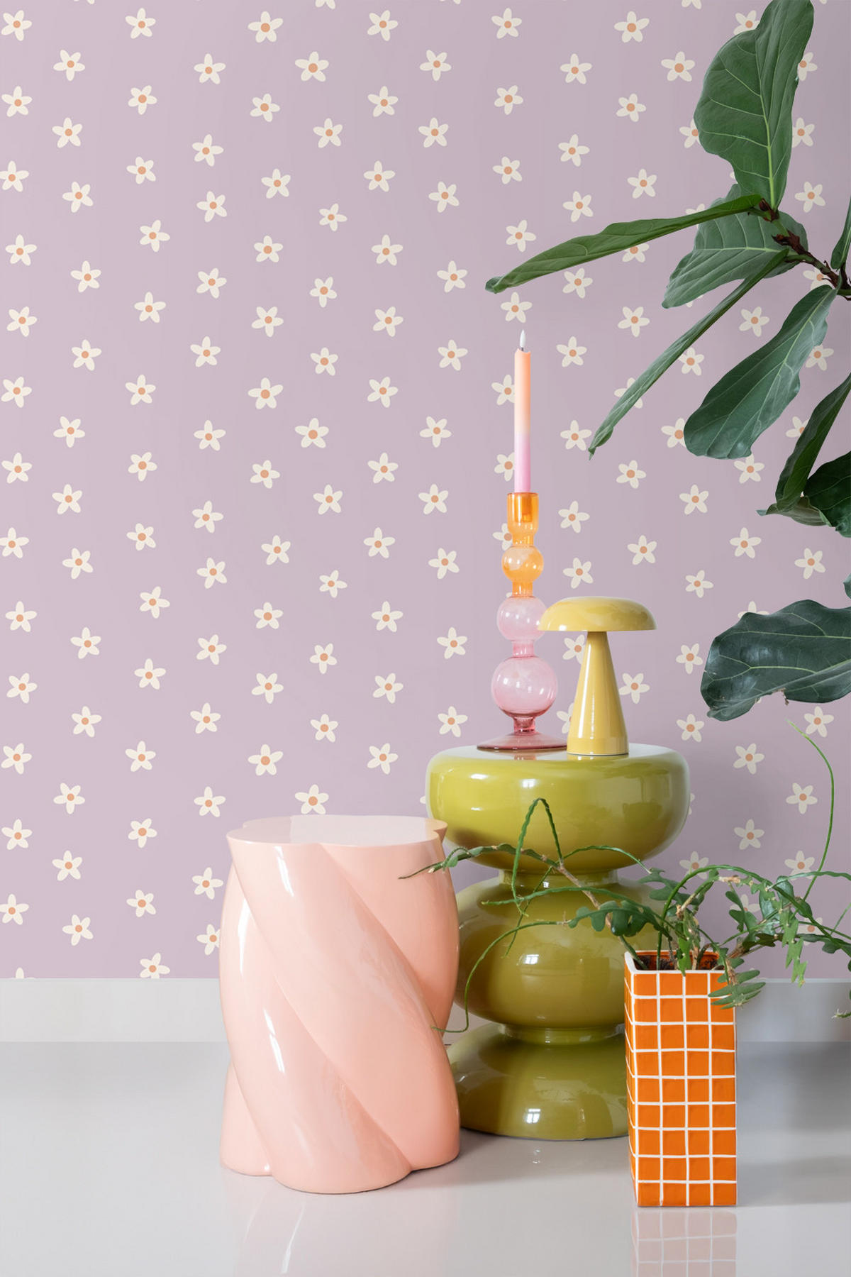 TAPETE Gänseblümchen 53 cm x 10.05 m - Lila, Papier (53/0.1cm) - ESTAhome