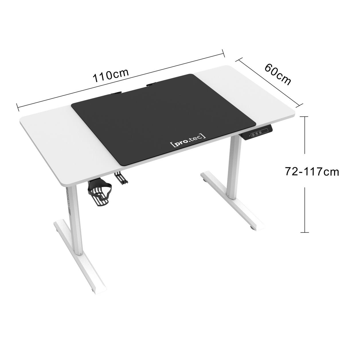 SCHREIBTISCH höhenverstellbar Pomona - Weiß, Holzwerkstoff/Metall (60/110/117cm) - pro.tec