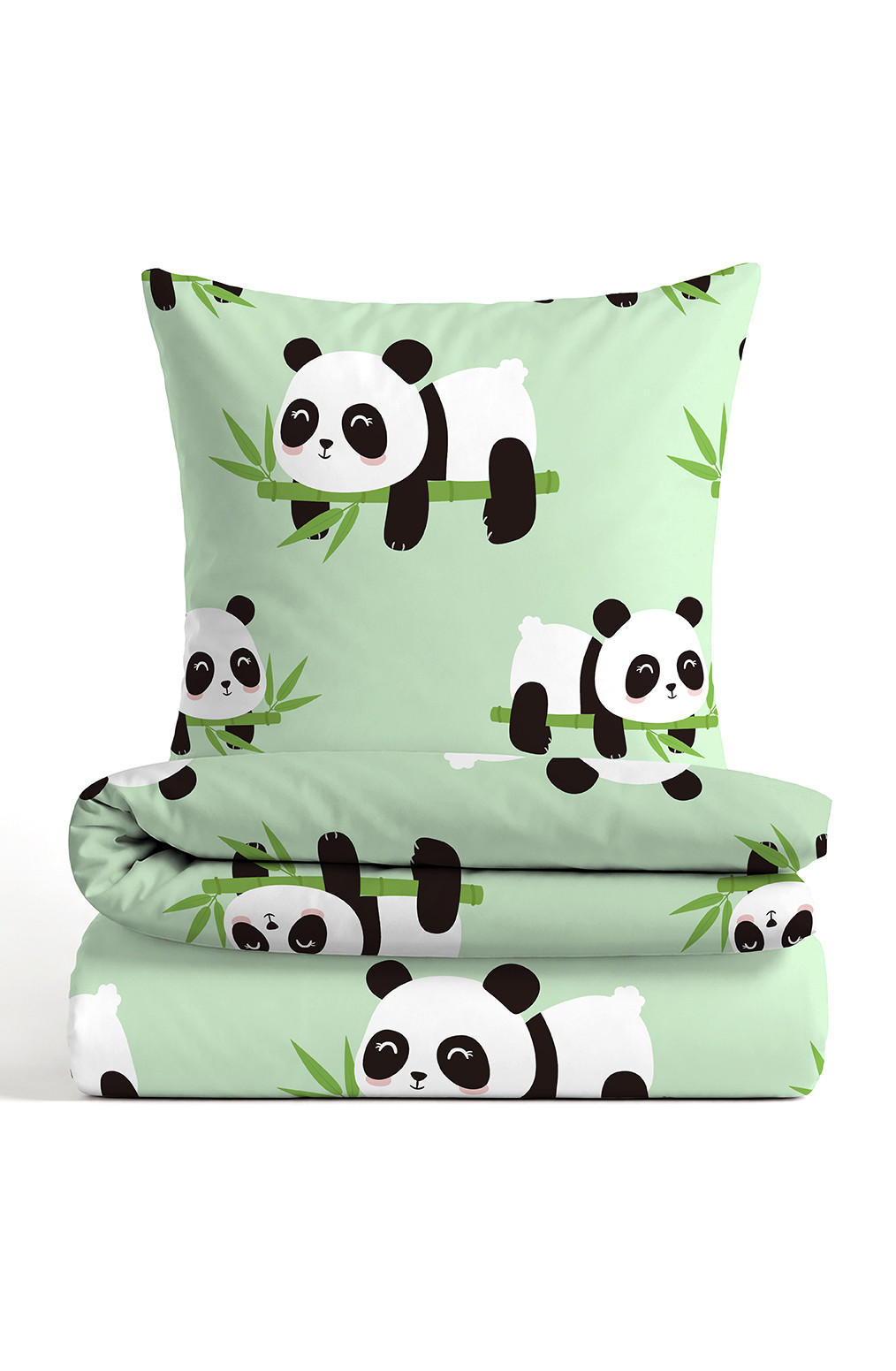 BETTWÄSCHE-GARNITUR Polarfleece Panda mint, 135x200 cm + 80x80 cm - Mintgrün, Textil (135/200cm) - Castell