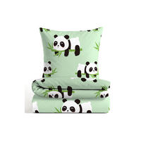 BETTWÄSCHE-GARNITUR Polarfleece Panda mint, 135x200 cm + 80x80 cm - Mintgrün, Textil (135/200cm) - Castell
