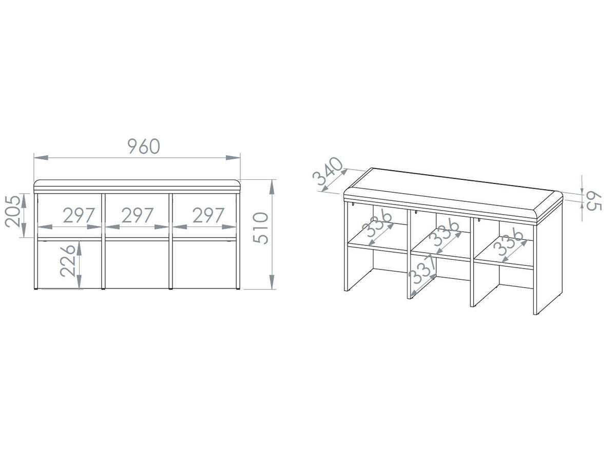 SCHUHBANK Renes Eiche Artisan / Schwarz 96 / 34 / 51 cm - Hellbraun/Schwarz, Holz/Holzwerkstoff (96/51/34cm) - Feldmann-Wohnen