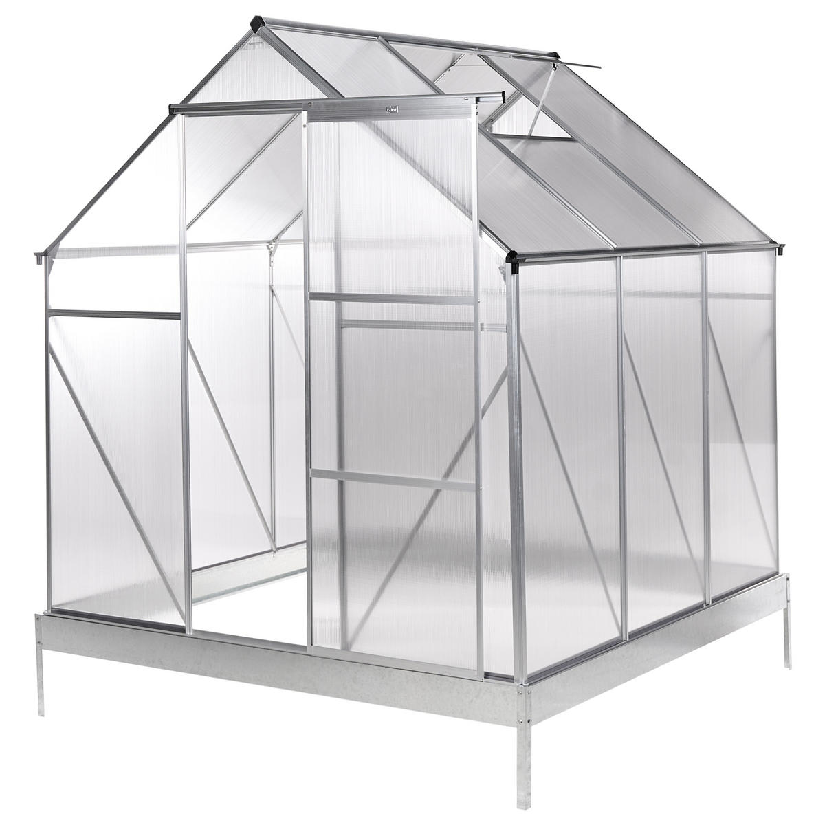 GEWÄCHSHAUS Silber 190 cm Apulia - Transparent/Silberfarben, Kunststoff (191/230/190cm) - Beliani