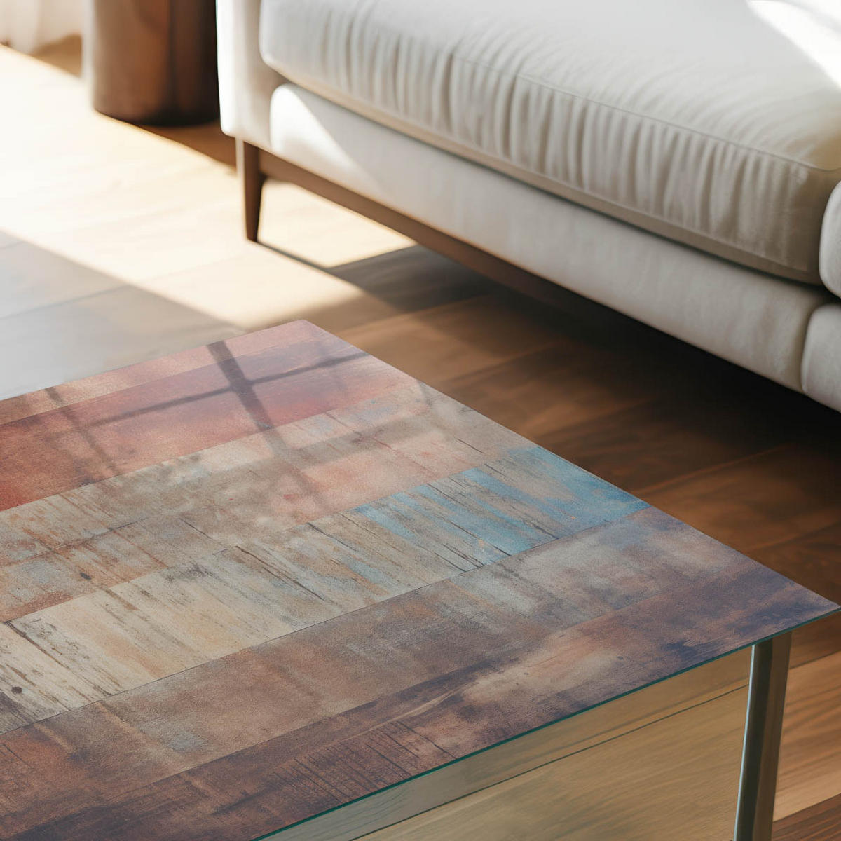 TISCHPLATTE 50x50 cm – Retro-Boards - Grau, Glas (50/50/0.4cm) - Wallfluent