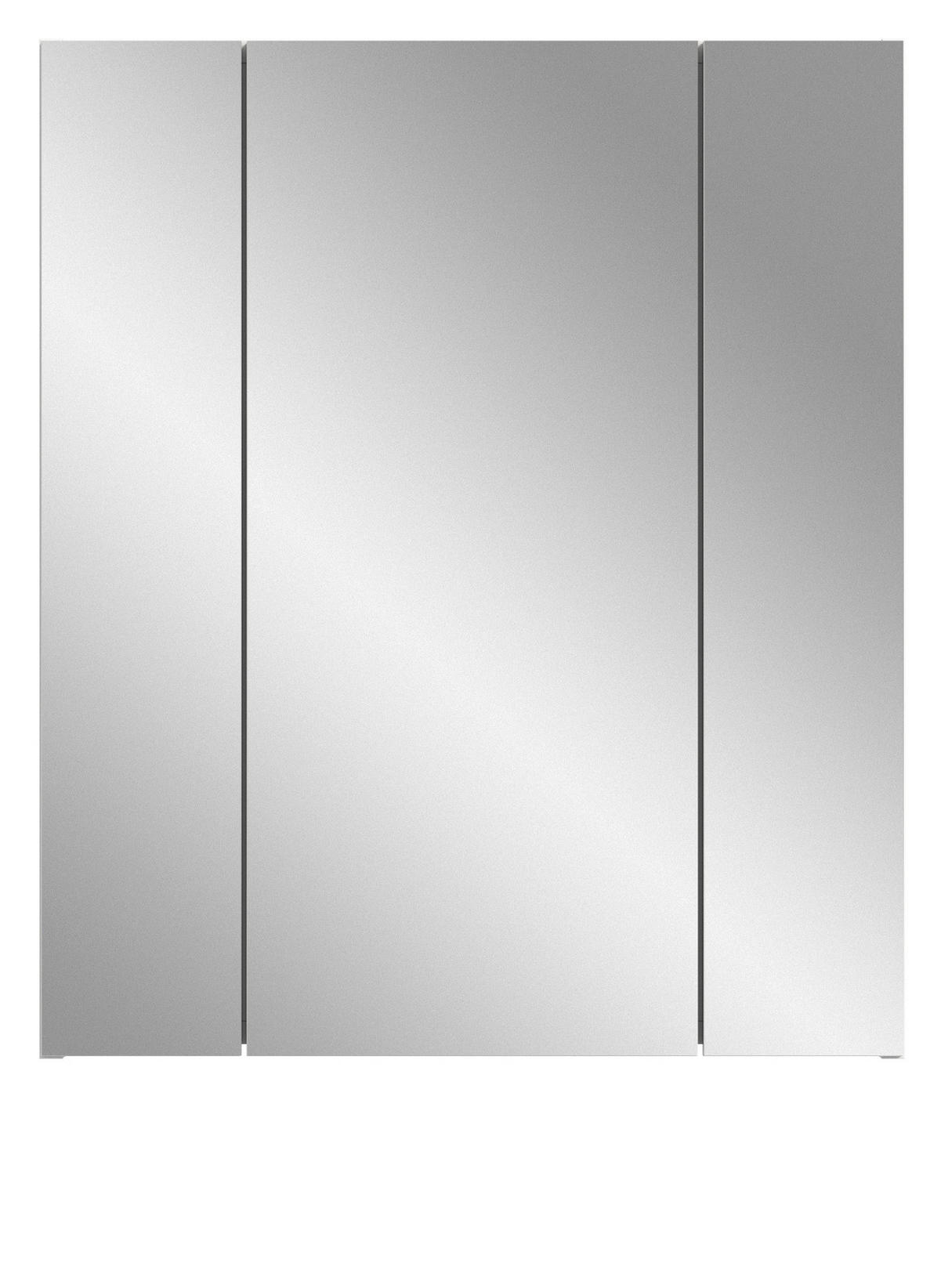 BADEZIMMER Spiegelschrank in weiß Badschrank 3-türig 60 x 70 cm Cover - Weiß, Glas/Holzwerkstoff (60/70/18cm) - Inn.Furn