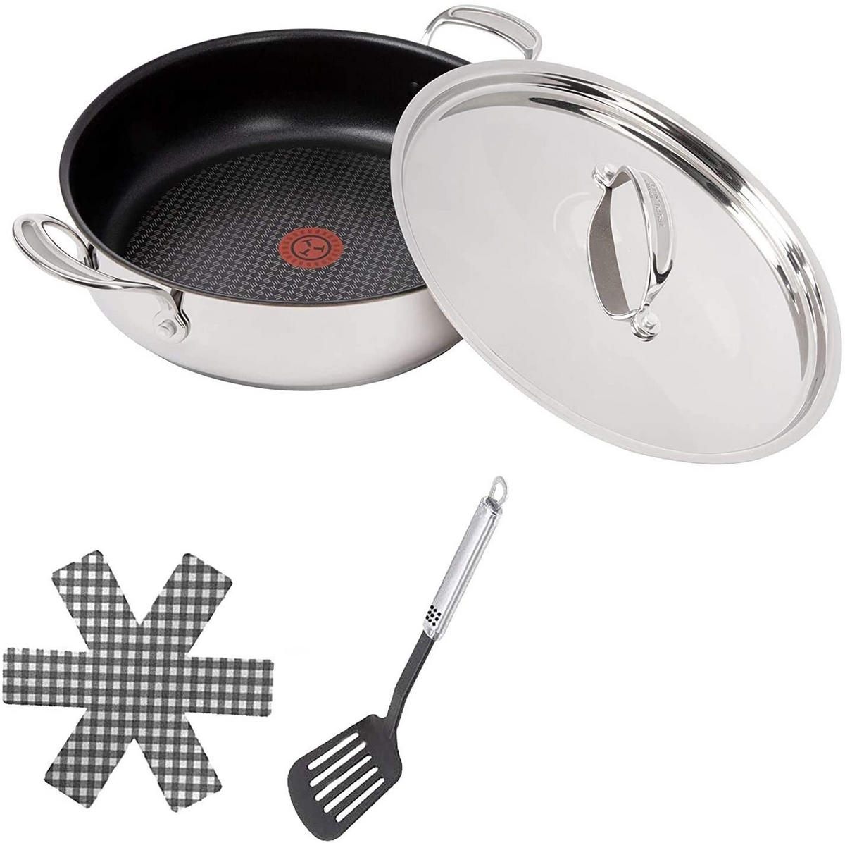 SERVIERPFANNE E76 Jamie Oliver Silber 4-Teilig - Silberfarben, Metall (25cm) - Tefal