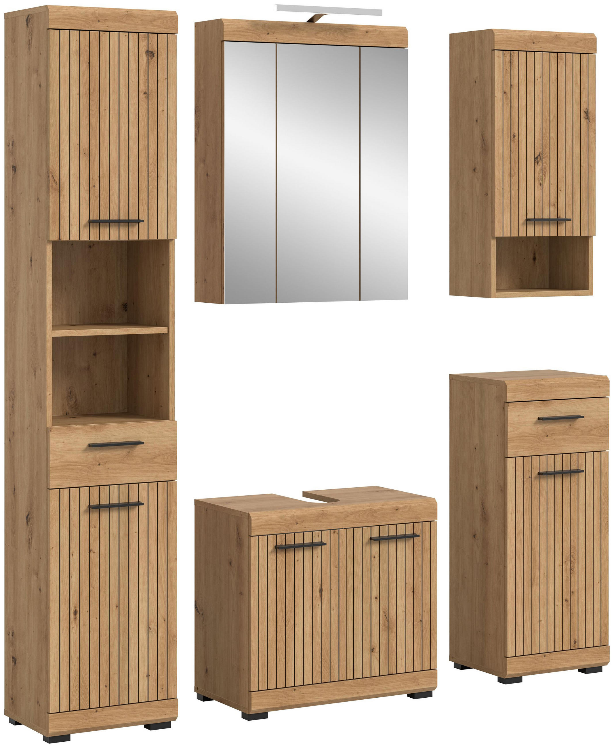 BAD-SET SCOUT 6-tlg. (B/H/T: ca. 164/191/34 cm) in Artisan Eiche Nachbildung/Artisan Eiche Nachbildung - Eiche Artisan, Holz (164/191/34cm) - Homes & Jones