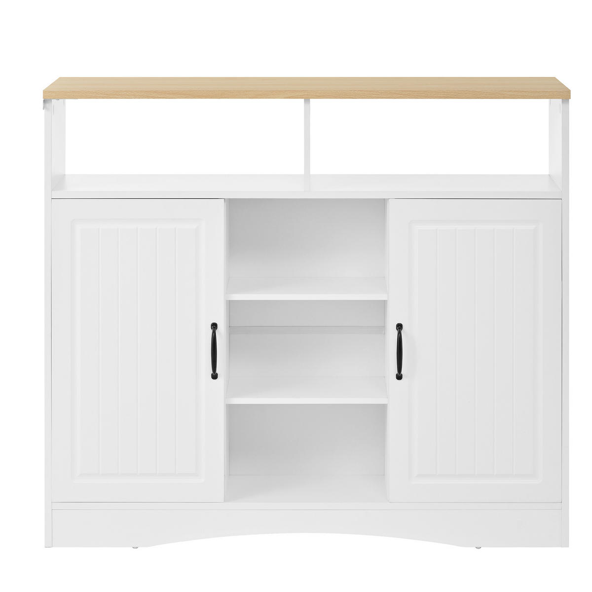 KÜCHENINSEL 110/34-68/97,5 cm Weiß mit Klapptisch, Stauraum, Rollen und 2 Hockern - Weiß, Holz/Holzwerkstoff (110/97.5/34cm) - Oxeza