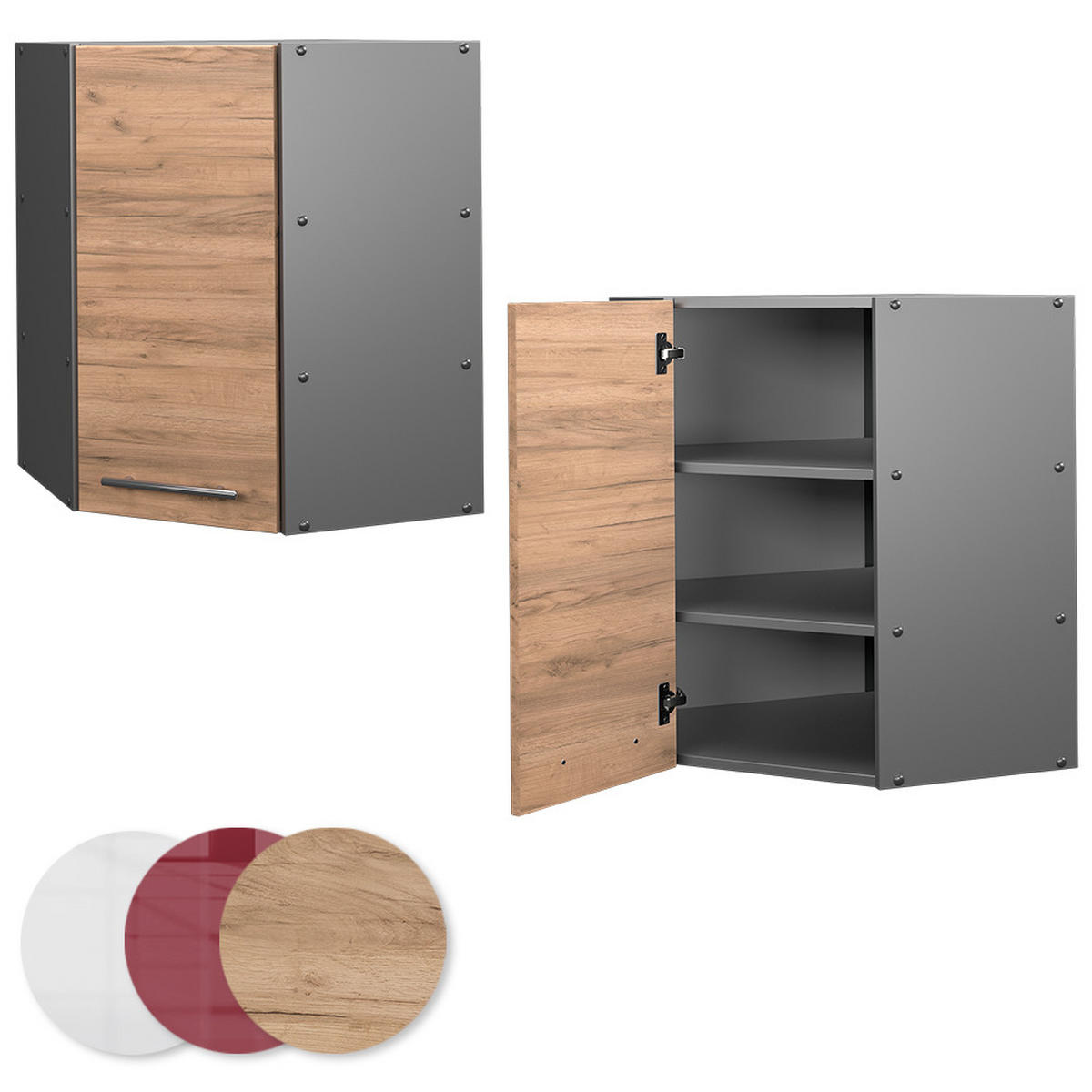 ECKHÄNGESCHRANK Fame-Line Goldkraft Eiche 57 cm - Honigeiche/Anthrazit, Holzwerkstoff (57/72/34.1cm) - Vicco