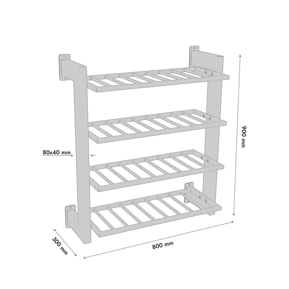 WEINREGAL Canary Metall,Schwarz, Für 36 Weinflaschen 90/80/30 cm - Schwarz, Metall (30/90/80cm) - Metalo Pro