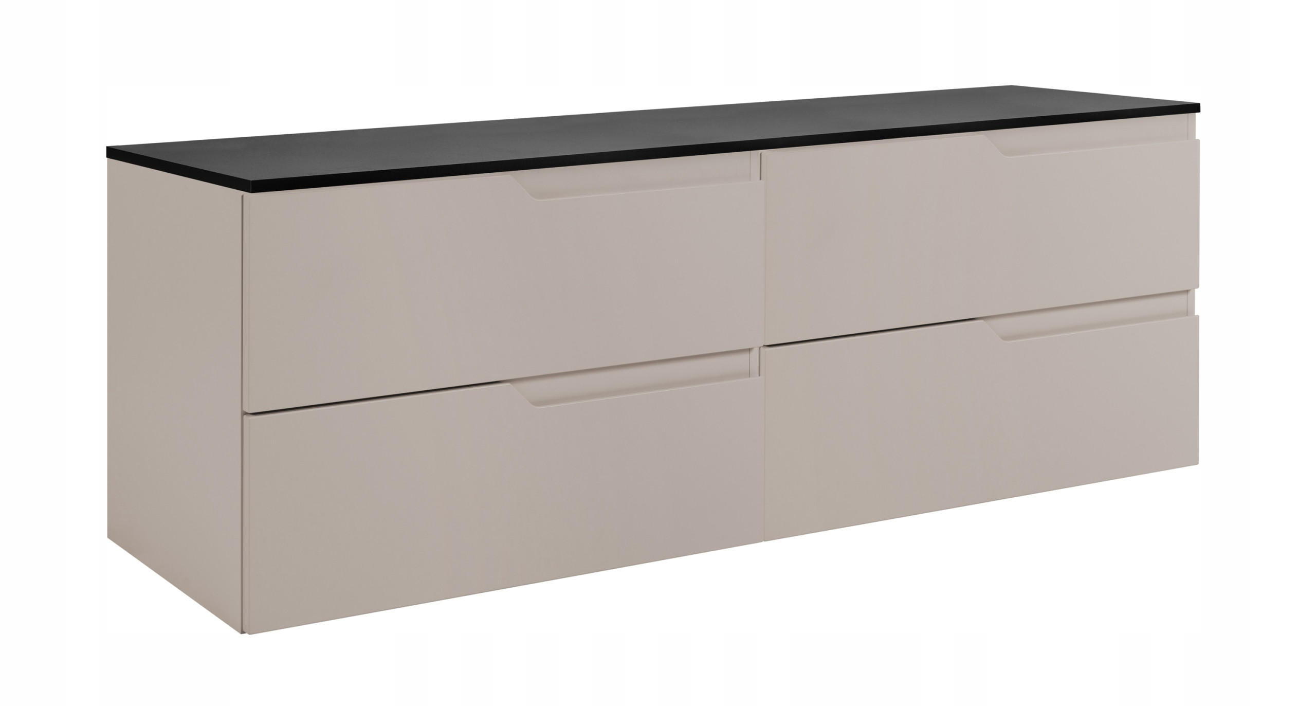 WASCHBECKUNTERSCHRANK MODERN 160cm mit Arbeitsplatte Farbe: Schwarz - Kaschmir - Kaschmir/Schwarz, Holzwerkstoff (160/57/46cm) - Rodan