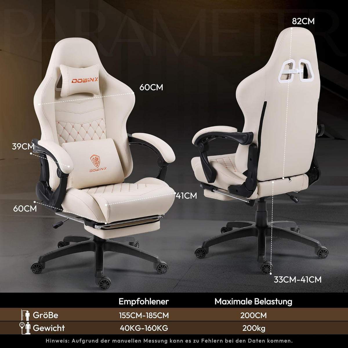 GAMING-STUHL Ergonomisch Verstellbarer 90°-170° Für Homeoffice/Gaming - Weiß, Leder (60/115/60cm)