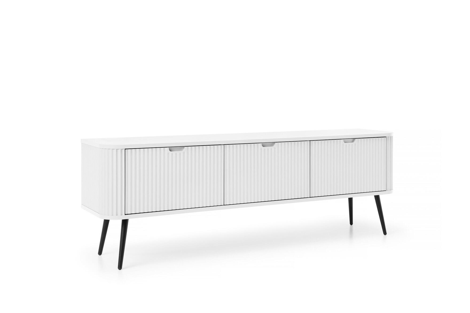 TV-LOWBOARD ZOVA Weiß, Schwarz 168x39x57 cm - Schwarz/Weiß, Holzwerkstoff (168/57/39cm) - FURNLUX