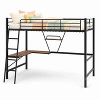 HOCHBETT 90/200 cm in Schwarz mit L-förmigem Schreibtisch und Regal im minimalistischen Design - Schwarz, Holz/Metall (90/200cm) - STILVORA
