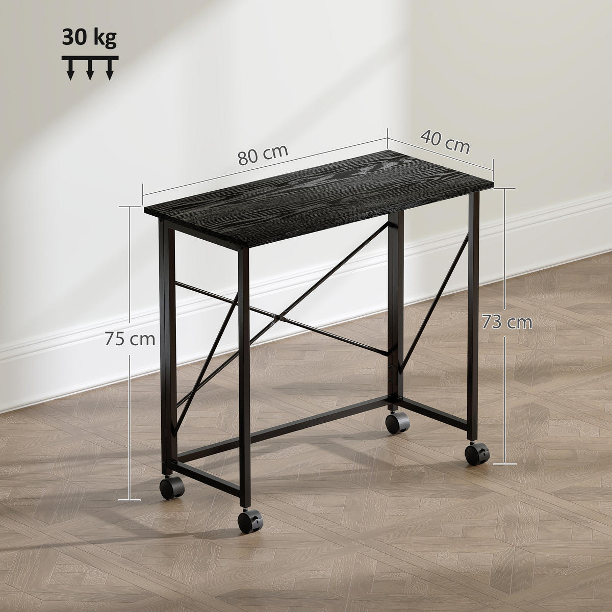 BÜROTISCH Schwarz 1 Stück - Schwarz, Holzwerkstoff (40/80/75cm) - GiPP