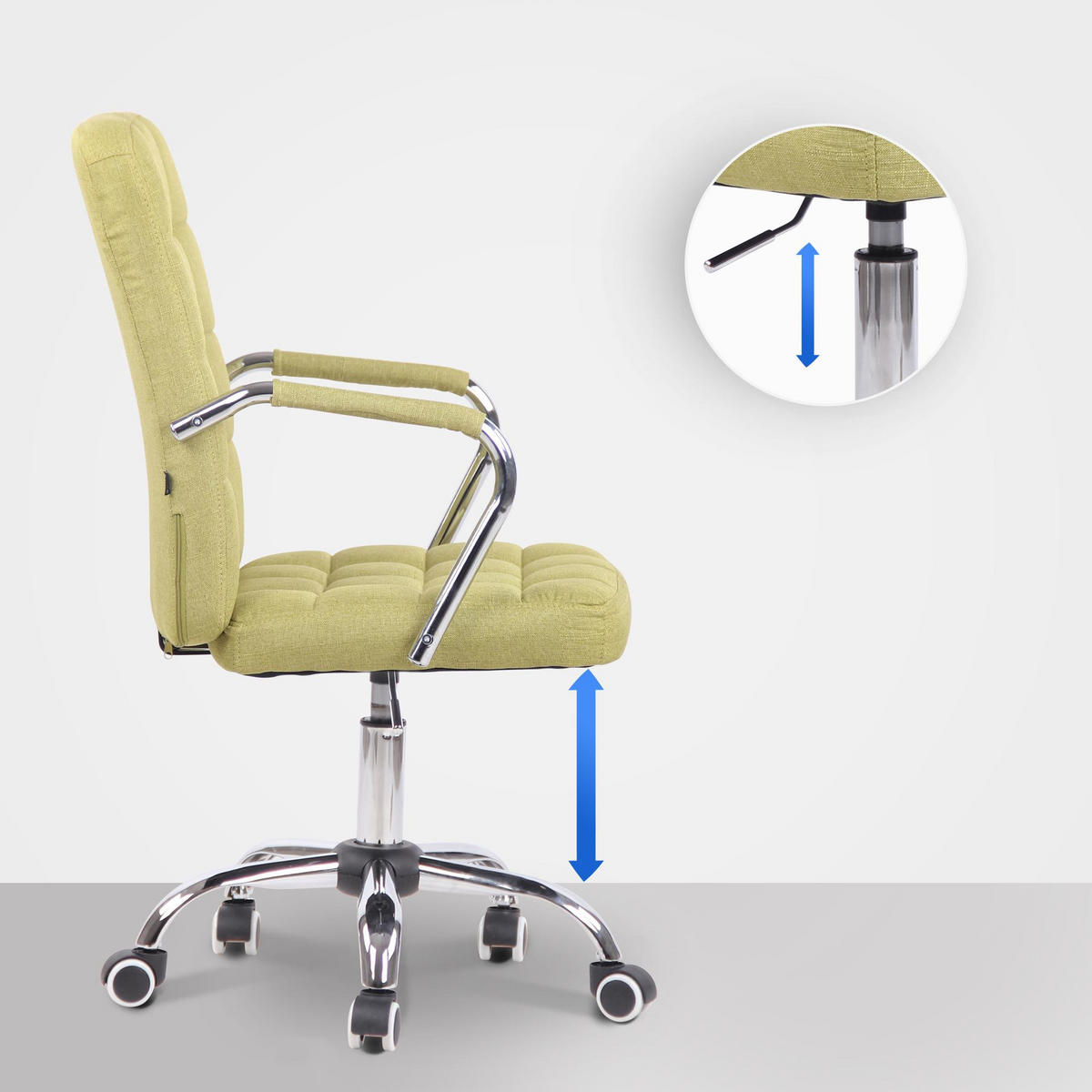 DREHSTUHL Stoff grün - Chromfarben/Grün, Textil/Metall (56/93/60cm) - CLP