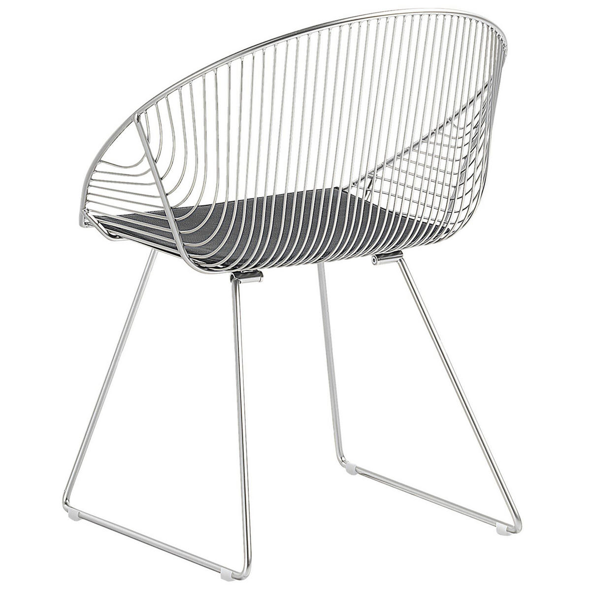 METALLSTUHL 2er-Set Polyester Silber Aurora - Silberfarben, Textil/Metall (65/77/54cm) - Beliani