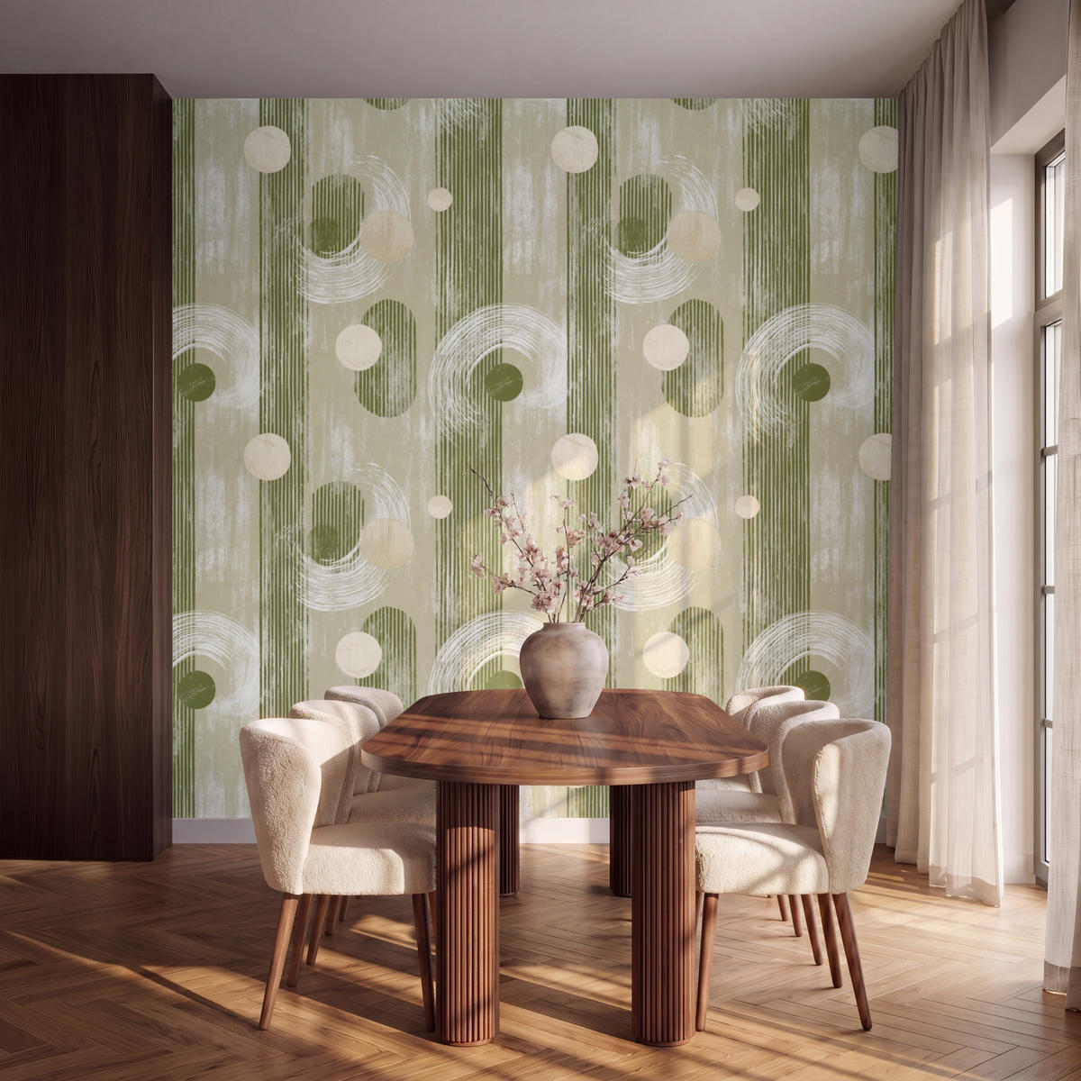 TAPETE - Künstlerisch - Modern - Grün - 260x280 cm - Olivgrün, Papier (260/280cm) - OnlyWow