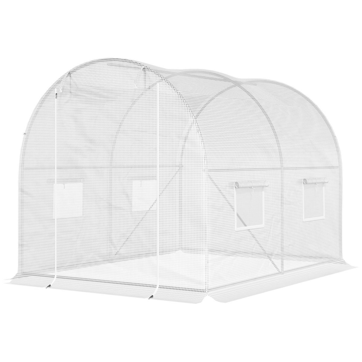 GEWÄCHSHAUS DE-11887 mit 4 Fenstern & Tür Weiß - Weiß, Metall (200/190/300cm) - ComfortXL