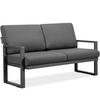 GARTENSOFA FRENA 2-Personen ,Anthrazit|Grau - Anthrazit/Grau, Textil/Metall (130/65/60cm) - KONSIMO®