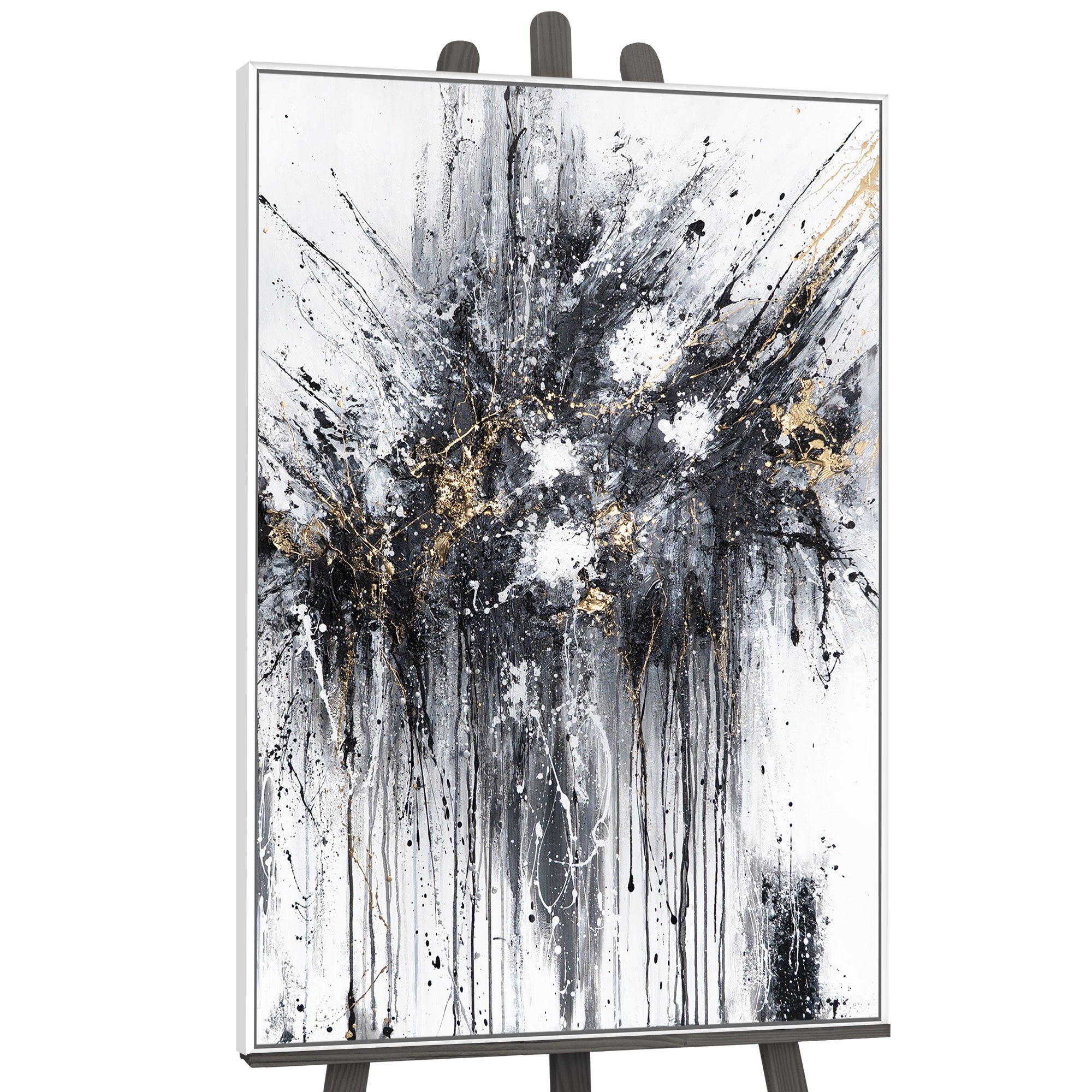 GEMÄLDE Tanz der Spritzer Schattenfugenrahmen Weiß 120x80 cm - Weiß, Holz (120/80cm) - YS-art gallery