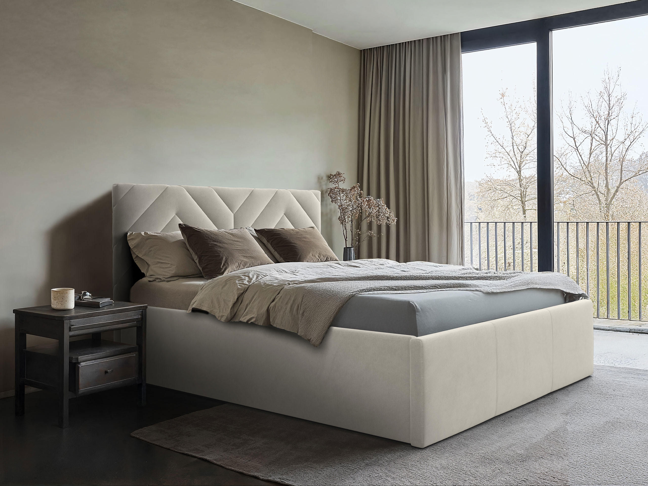 POLSTERBETT Azzuro - Beige/Naturfarben, Holz/Holzwerkstoff (180/200cm) - MIRJAN24