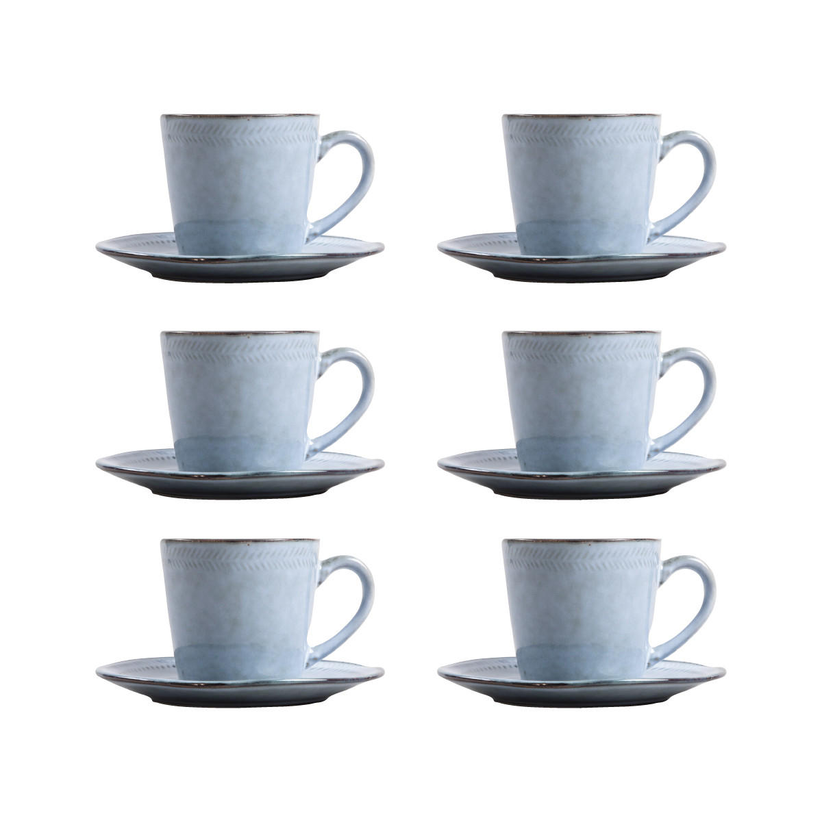 TASSE Bluejeans mit Untertasse blau 0,2 l 6er-Set - Blau, Keramik (0.2L) - Homla