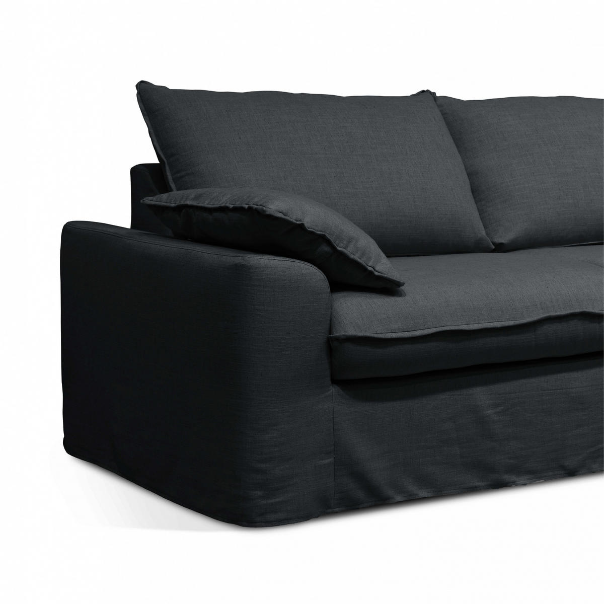 3-SITZER-SOFA, Stoff, Grau - Grau, Textil (97/88/205cm) - Oviala