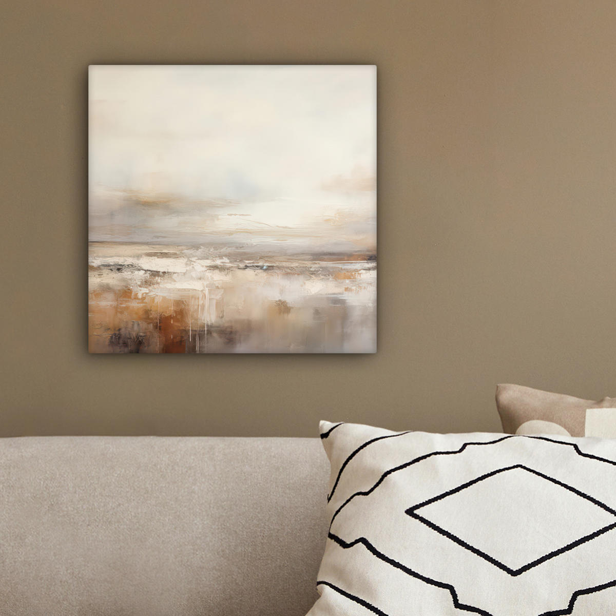 LEINWANDBILD - Kunst - Industriell - Grau - Braun - Abstrakt - 20x20 - Wandbilder - Sandfarben, Textil (20/20cm) - MuchoWow