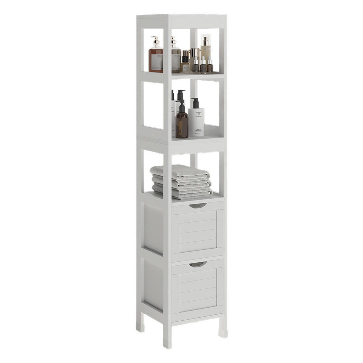 BADSCHRANK Vilda Weiß 30 x 144 cm mit 2 Schubladen - Weiß, Holzwerkstoff (30/144/30cm) - Vicco