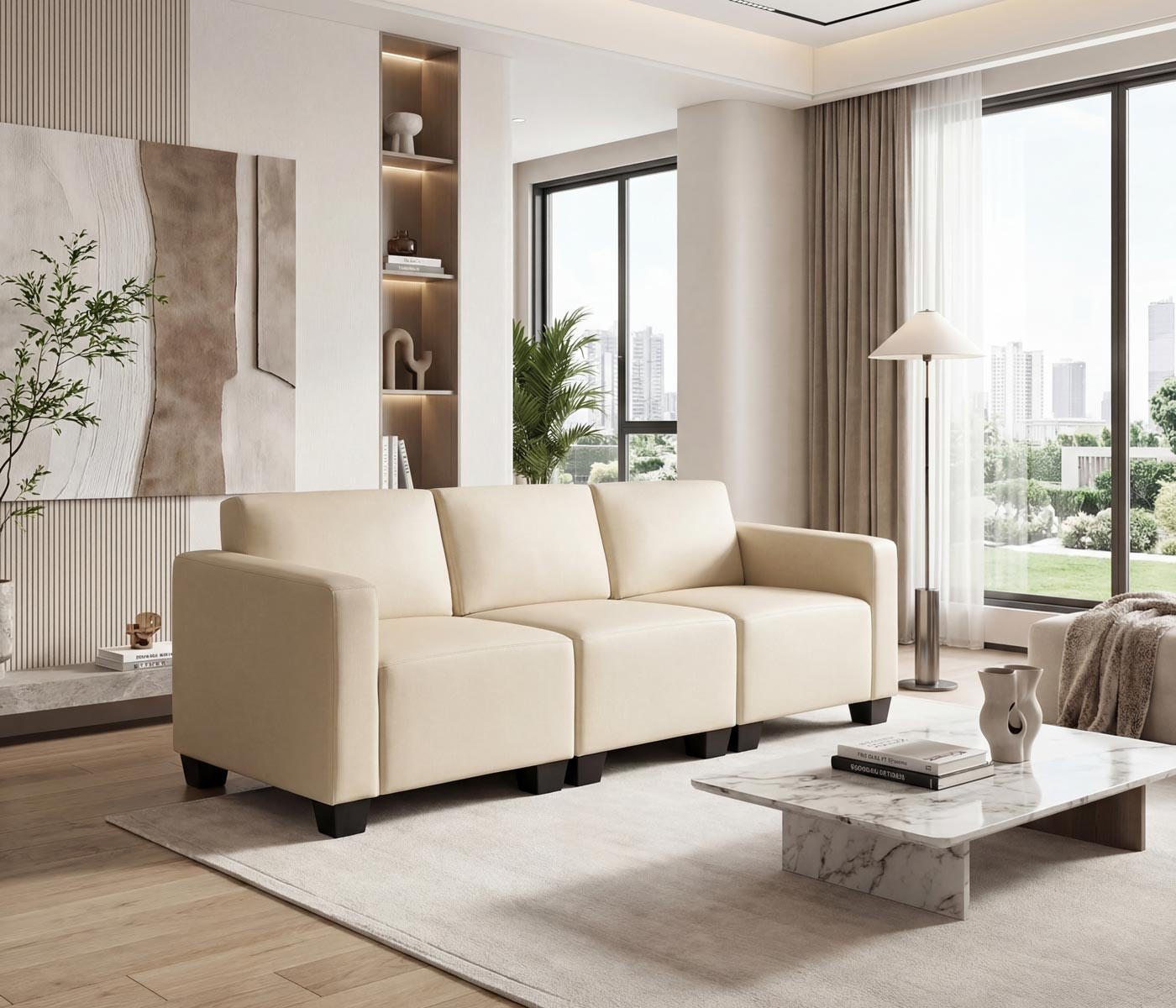 Thumbnail - MCW 3-Sitzer, Beige, Textil, 193x76x72 cm, Wohnzimmer, Sofas & Couches, Sofas, 3-Sitzer Sofas