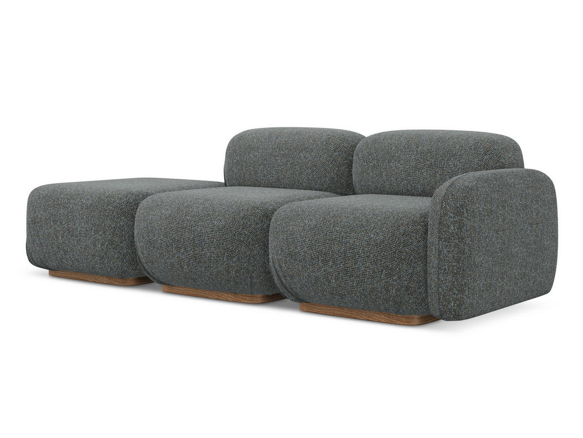 3-SITZER SOFA Links Strukturstoff Stoff Grau - Dunkelgrau/Braun, Holz/Textil (258/73/95cm) - Makamii