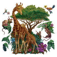 WANDAUFKLEBER 100x149cm - Wildtiere Vegetation - Multicolor, Kunststoff (100/149/0.1cm) - Wallfluent