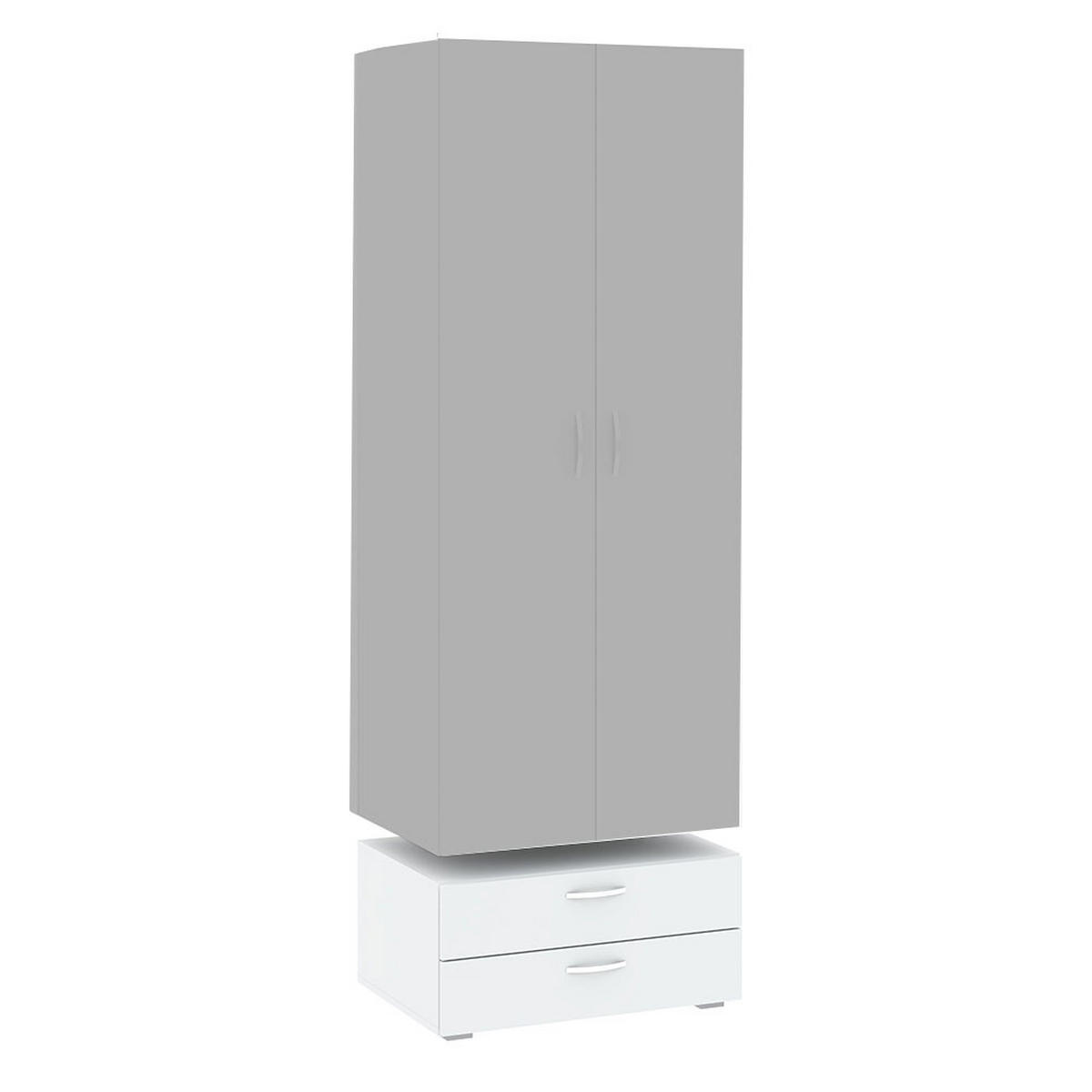 KLEIDERSCHRANKUNTERSATZ Basic Weiß 74 / 52 / 35 cm - Silberfarben/Weiß, Holz/Holzwerkstoff (74/35/52cm) - Feldmann-Wohnen