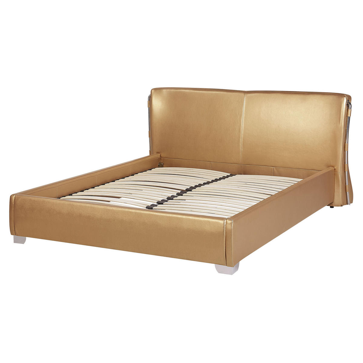 LEDERBETT 160/200cm Gold Paris - Goldfarben, Leder (160/200cm) - Beliani