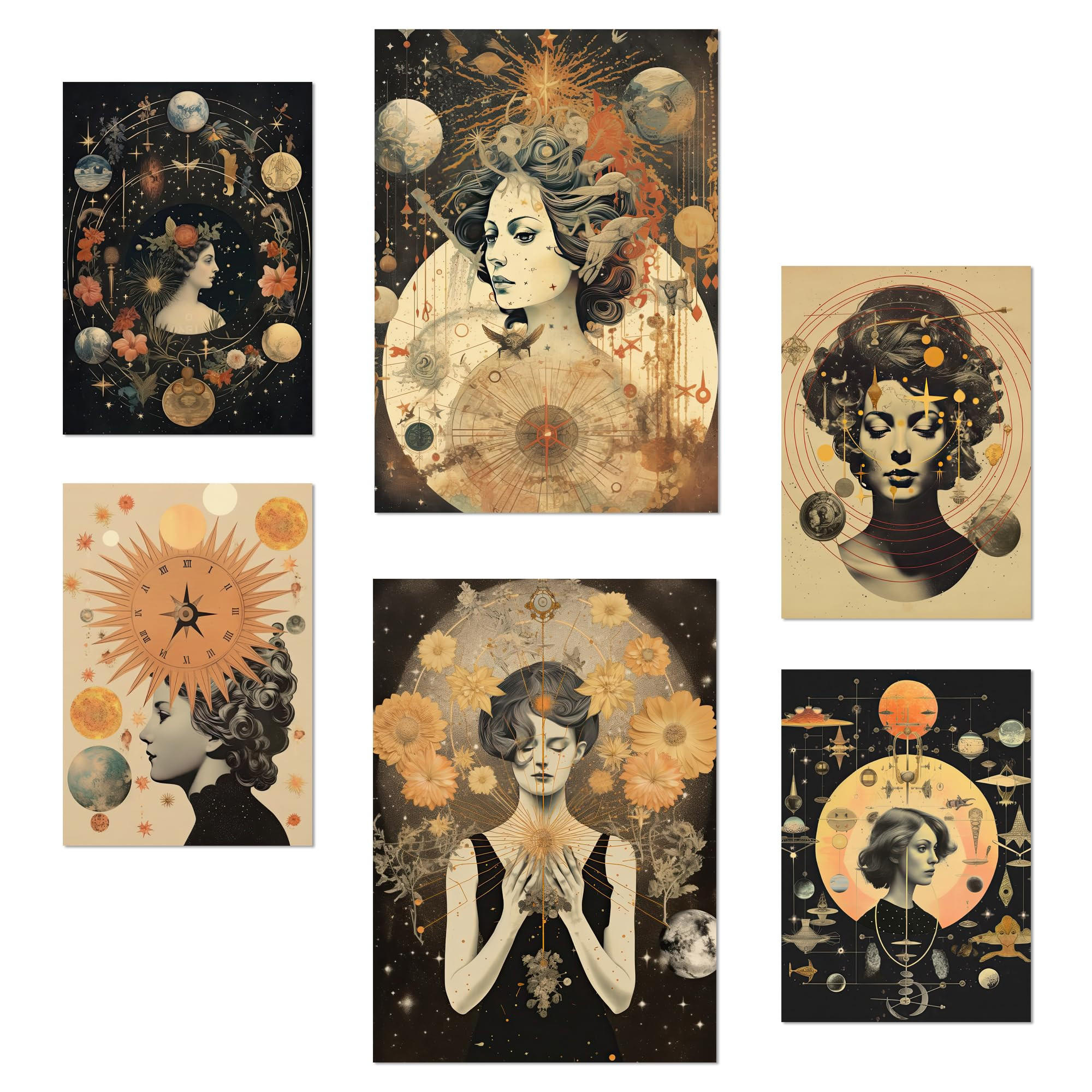 POSTER Set Mit 6 Femininen & Mystischen Esoterischen A3 & A4 Rahmenlos - Klar, Papier (29/3cm) - Nacnic