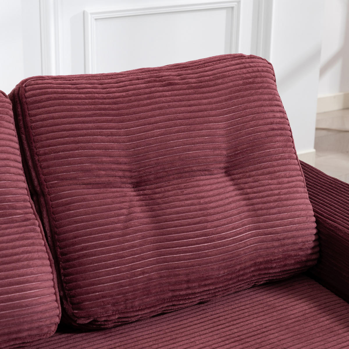 2-SITZER SOFA Cord Weinrot mit Getränkehaltern und Seitentaschen - Weinrot, Textil (136/82.5/80cm) - WISHDOR