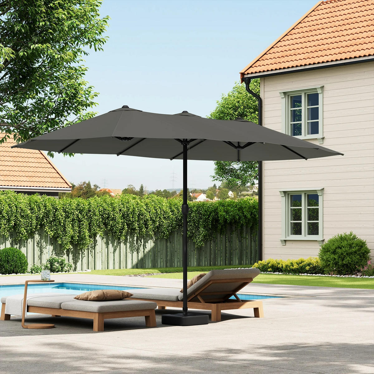 SONNENSCHIRM Kurbel Dunkelgrau 450x267 cm - Dunkelgrau, Textil/Metall (450/267cm) - Kaket