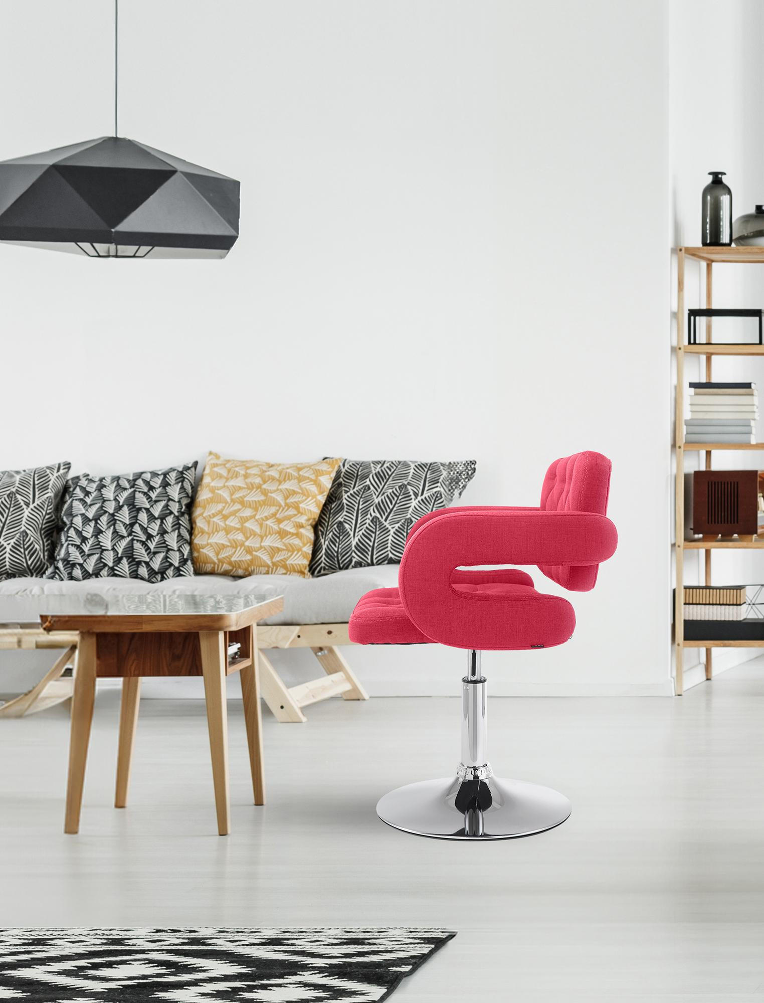 DREHSTUHL Stoff rot - Chromfarben/Rot, Textil/Metall (62/76/55cm) - CLP