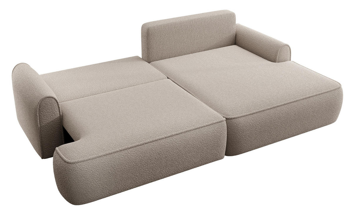 ECKSOFA 250 cm Mareno mit Bettkasten, Schlaffunktion, Rechts, Beige - Beige, Holz (146/250cm) - Emporius