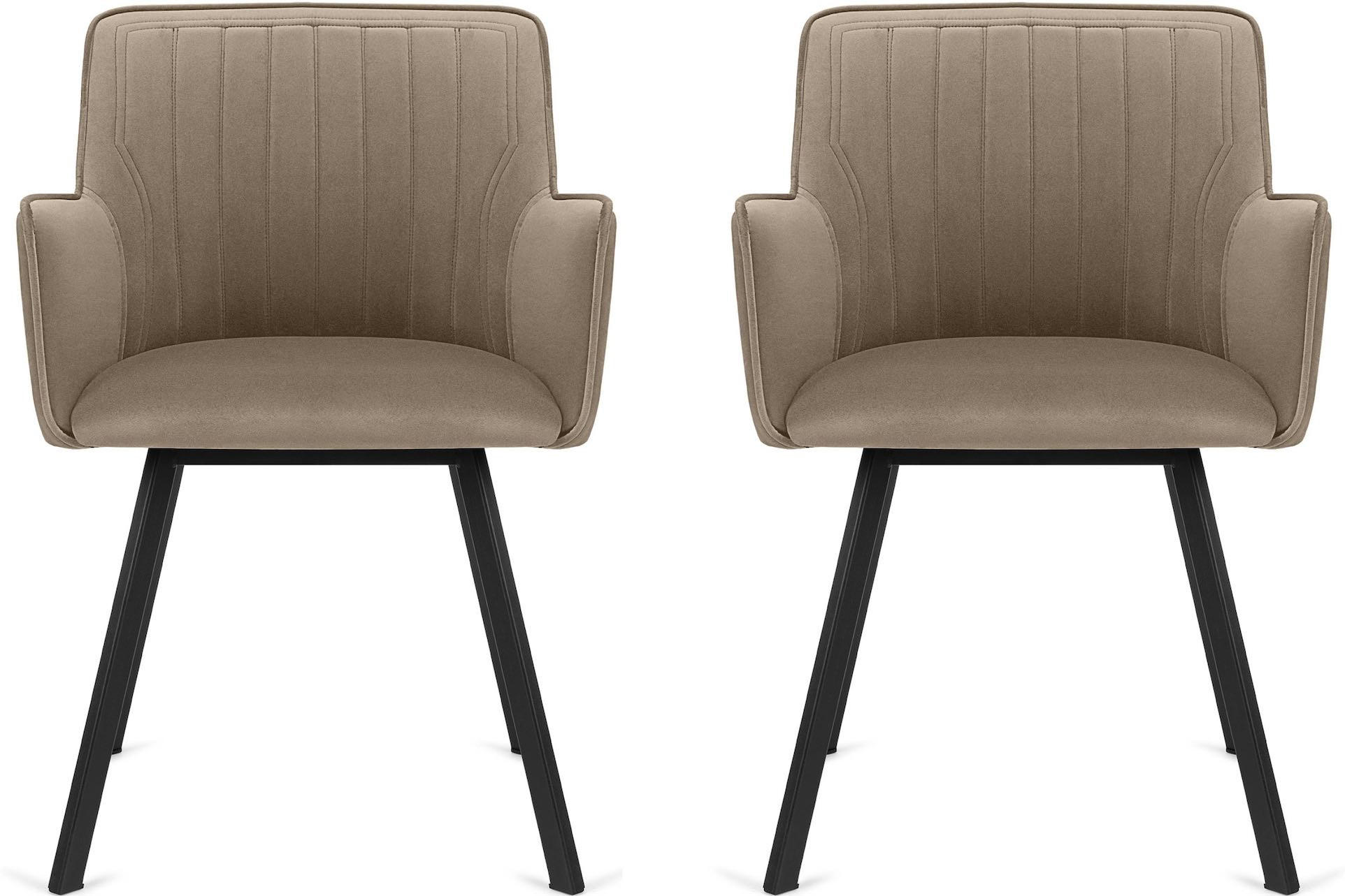 ESSZIMMERSTUHLE PYRUS 2-tlg Velours-Sitz, Beige/schwarz - Beige/Schwarz, Textil/Metall (56/84/46cm) - KONSIMO®