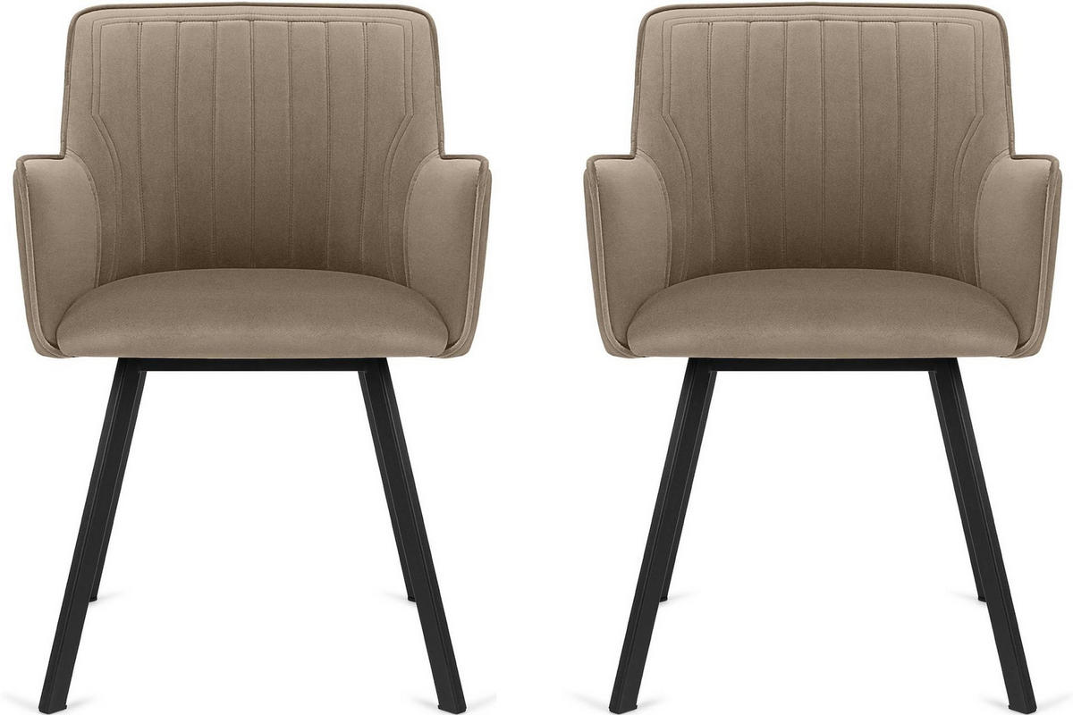 ESSZIMMERSTUHLE PYRUS 2-tlg Velours-Sitz, Beige/schwarz - Beige/Schwarz, Textil/Metall (56/84/46cm) - KONSIMO®