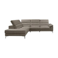 ECKSOFA Tucano Echtleder Greige - Greige, Leder/Metall (232/258cm)