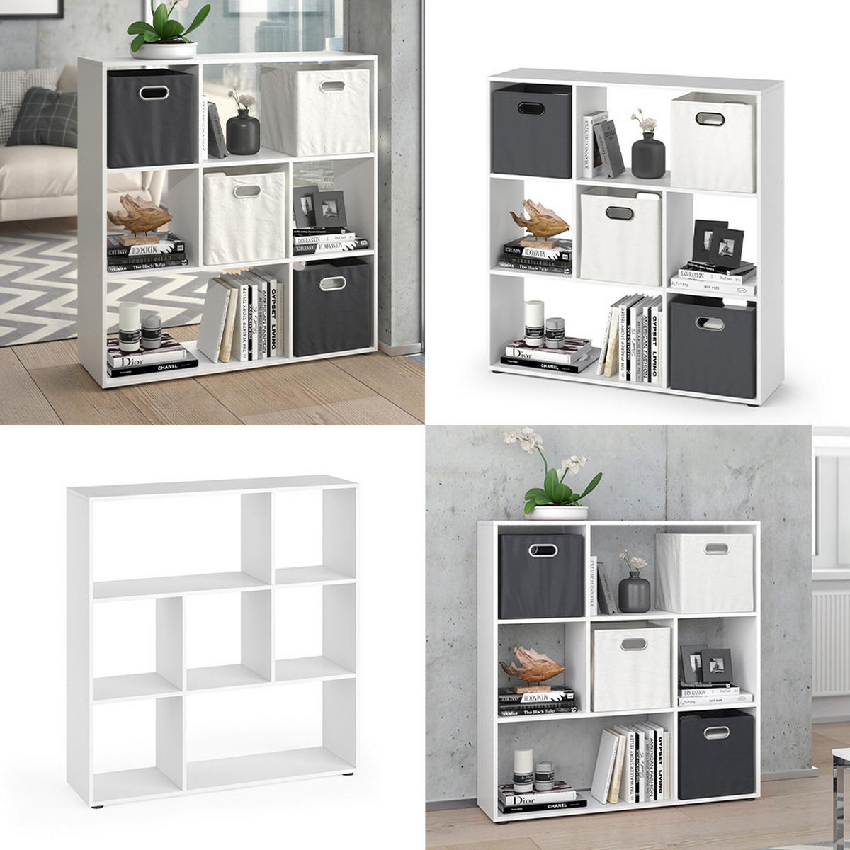 RAUMTEILER Nove Weiß 107.2 x 107.8 cm 7 Fächer - Weiß, Holzwerkstoff (107.2/107.8/29cm) - Vicco