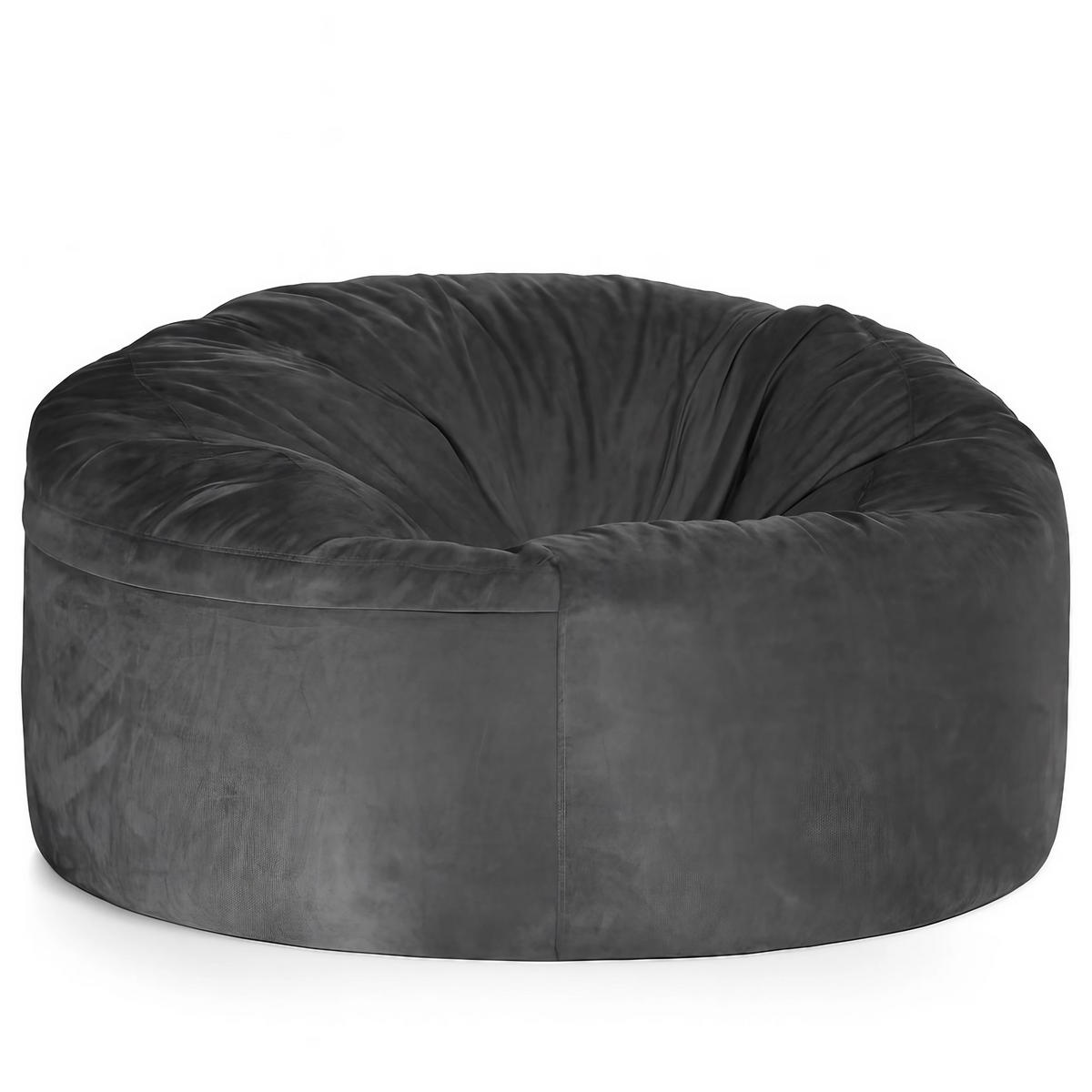 RIESEN-SITZSACK XXL JUMBO Velours 5ft - Dunkelgrau, Textil (150/120/150cm) - Green Bean
